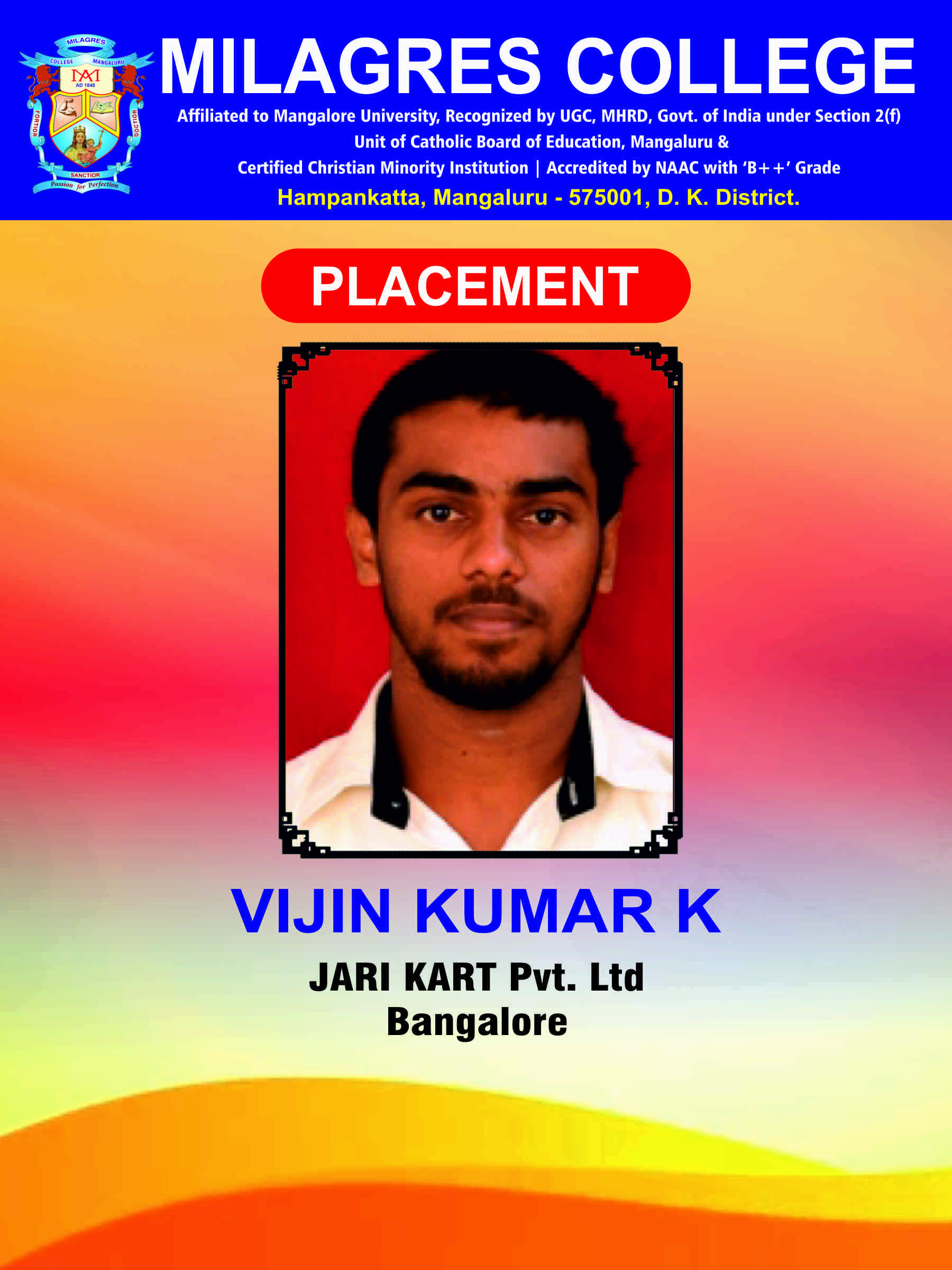 Successfully placed student